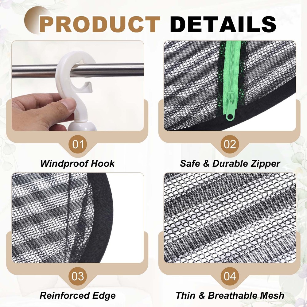 Herb Drying Rack, 24" 4-Layer Hanging Drying Mesh Net, Black
