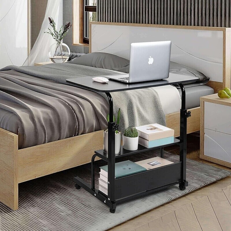 Adjustable Height Mobile Computer Desk Rolling Workstation W/ Wheels Home Office