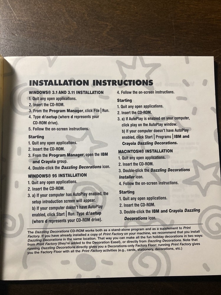 Crayola / DAZZLING DECORATIONS / CD-ROM / PC & MAC / Vintage Computer Software