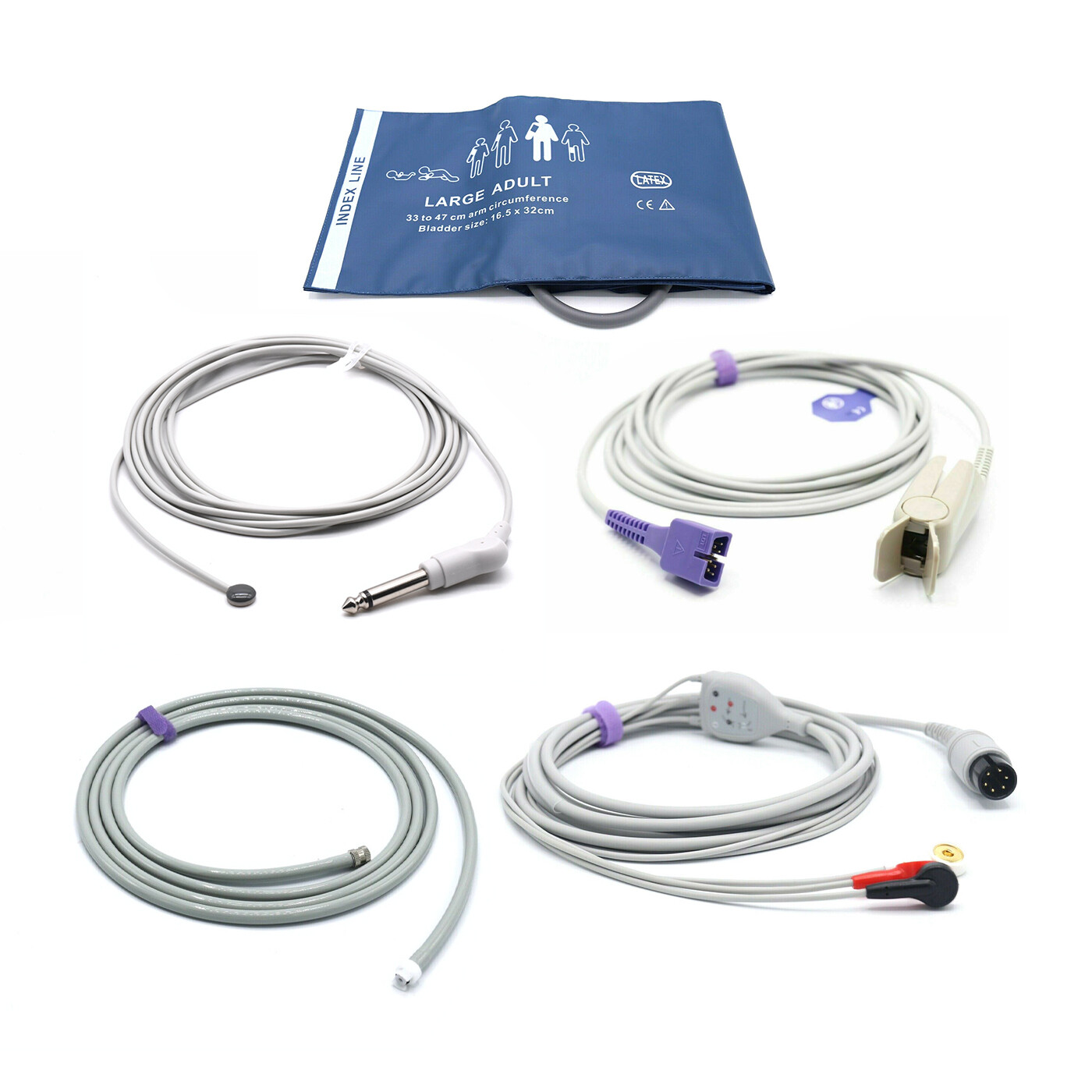 Welch Allyn Accessories Bundle - Cuff Hose, SpO2 Nellcor Oximax, ECG Temperature