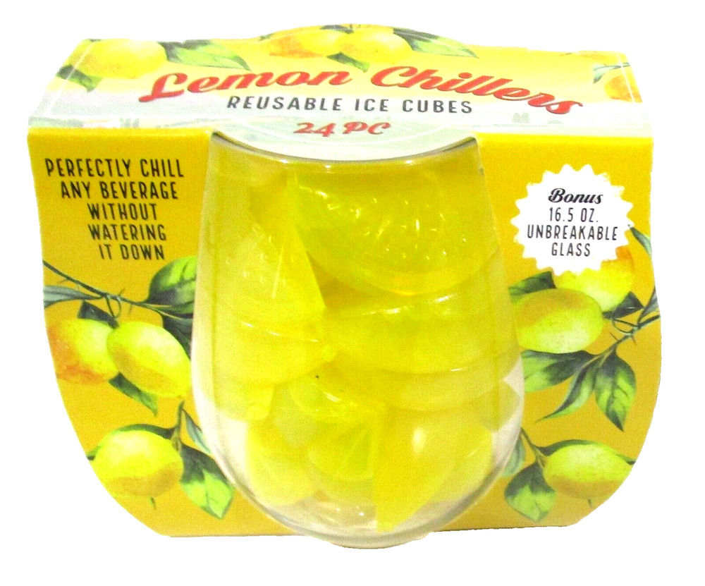 REUSABLE ICE CUBES ~ 24 Count  ~LEMON CHILLERS
