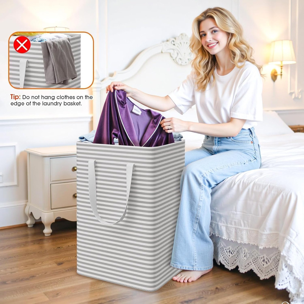 3 Pack Laundry Basket, Waterproof & Freestanding Large Laundry Hamper, Collapsib