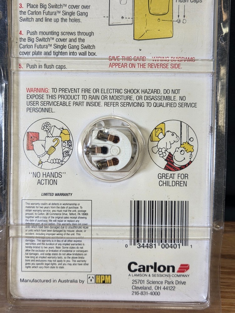 Carlon Wall Light Switch Large A Fun & Practical Oversized Switch White