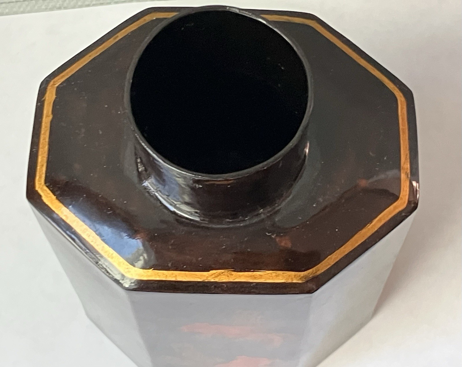 Vintage Vietnamese Lacquer Tea Caddy with Hand‑Painted Goldfish Design, 6" T