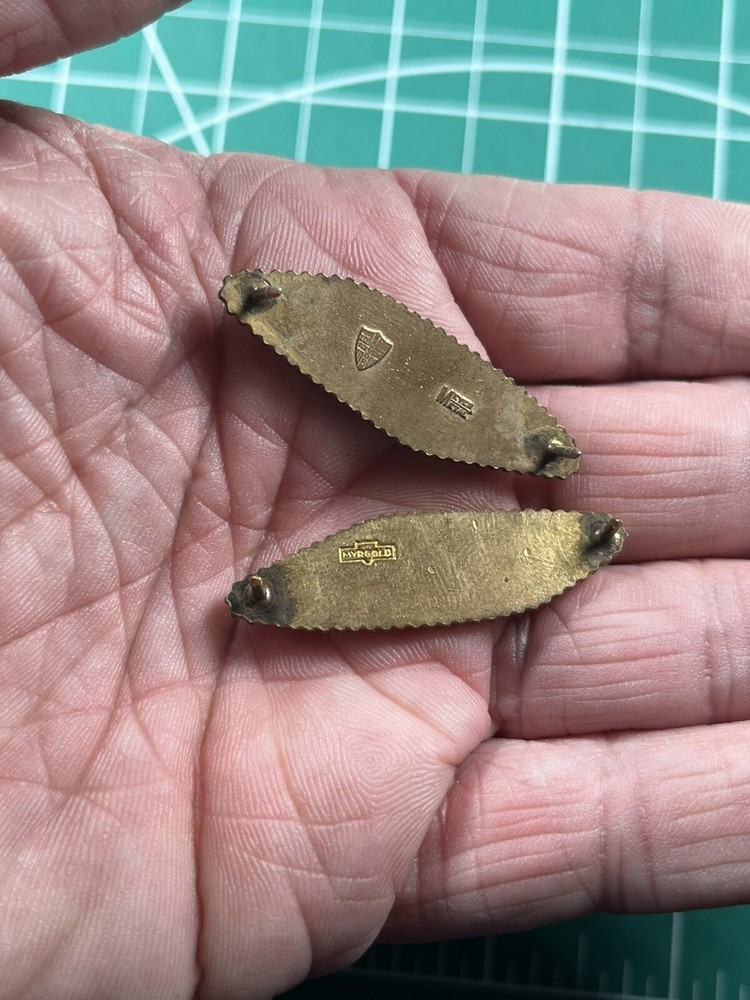 WWII Armored Officer Collar Insignia x 2 Meyer and Myrgold Marked
