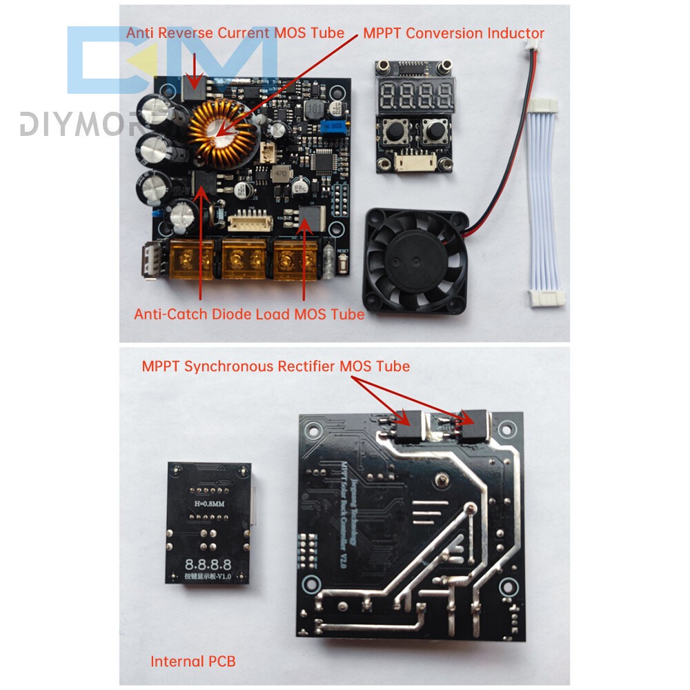 MPPT 500W 20A Solar Controller DC18-80V Step-down Charging Controller 12V 24V