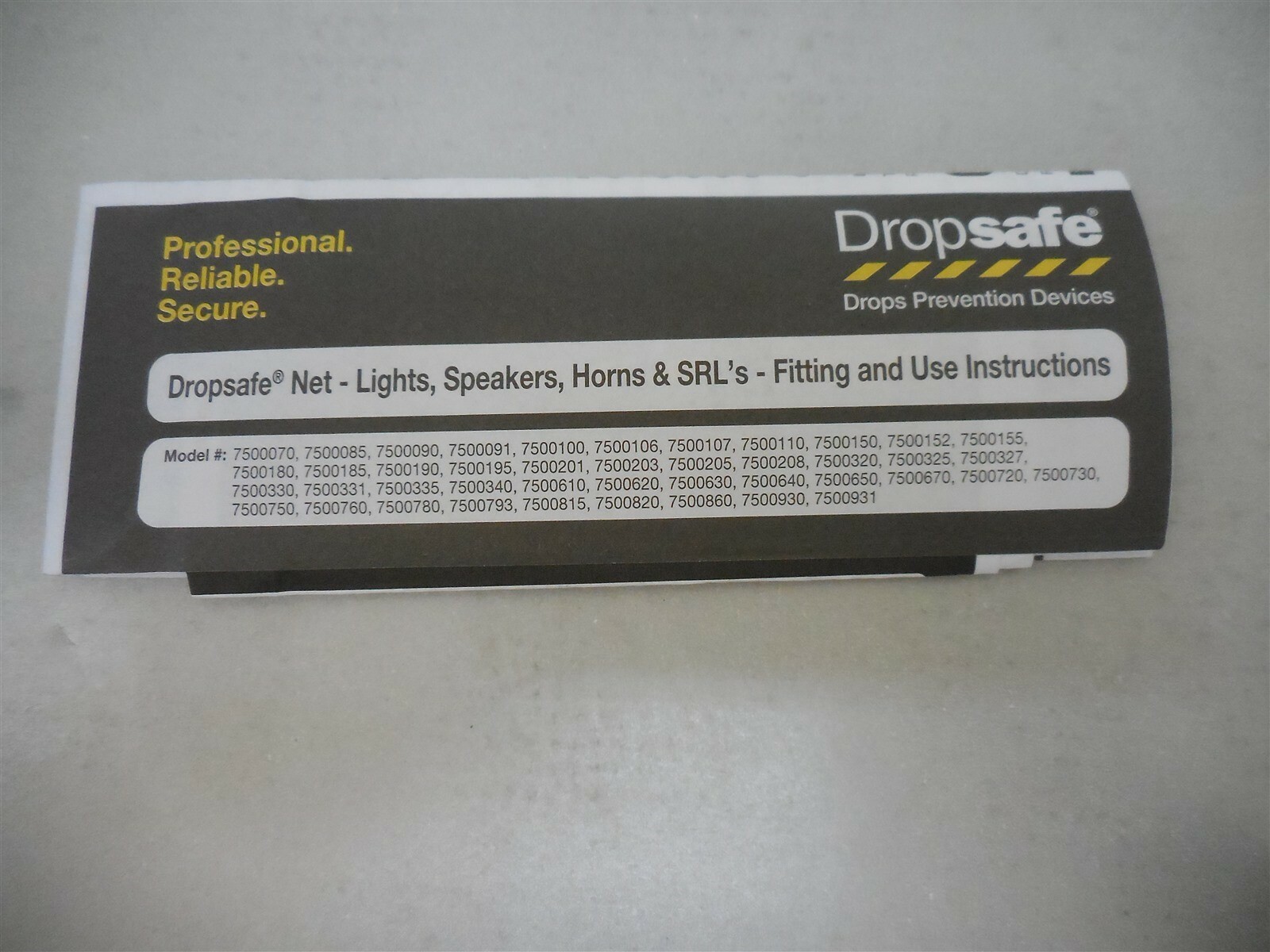Dropsafe Net Model: 7500106 25KG (55LBS) for Overhead Fixtures