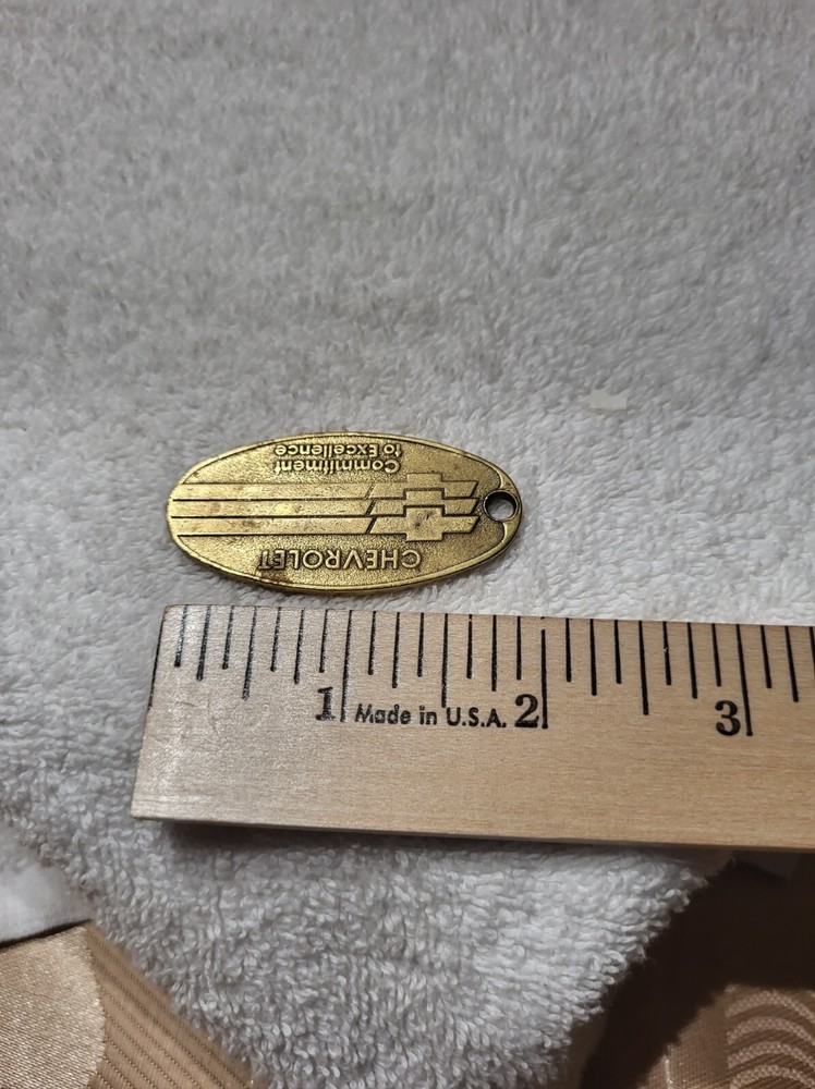 Vtg Chevrolet Commitment to Excellence Brass Key Chain 2"