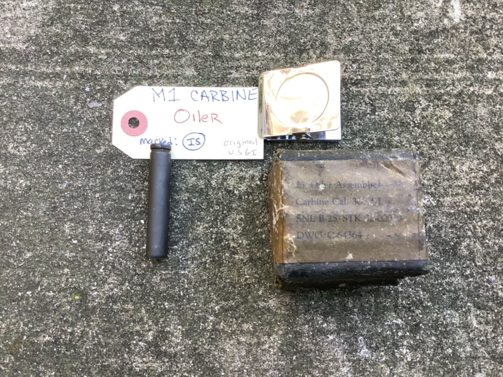 Original WW2 USGI M1 Carbine Oiler for Retaining Sling marked IS NOS