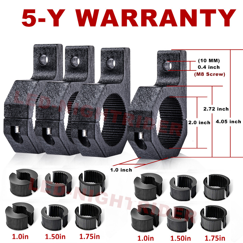 4x UTV LED Work Light Bar Mounting Bracket Clamp For 1" 1.5" 2" Roll Cage Mounts