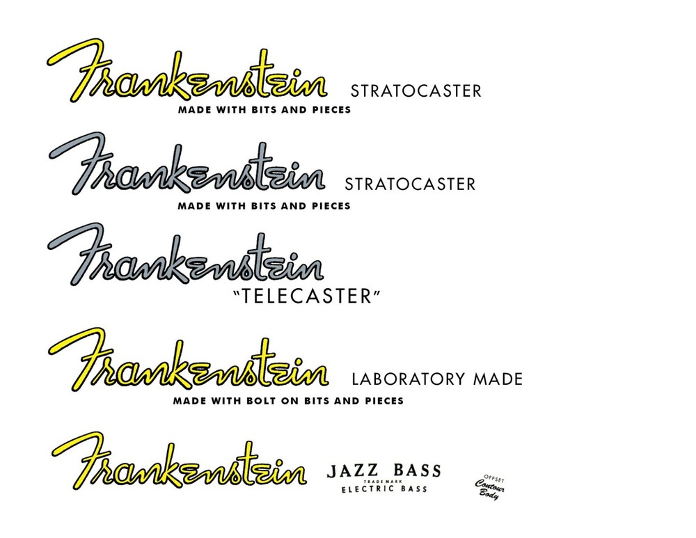 Frankenstein Custom  Guitar  Waterslide Decals Gold or Silver Metallic 2 same