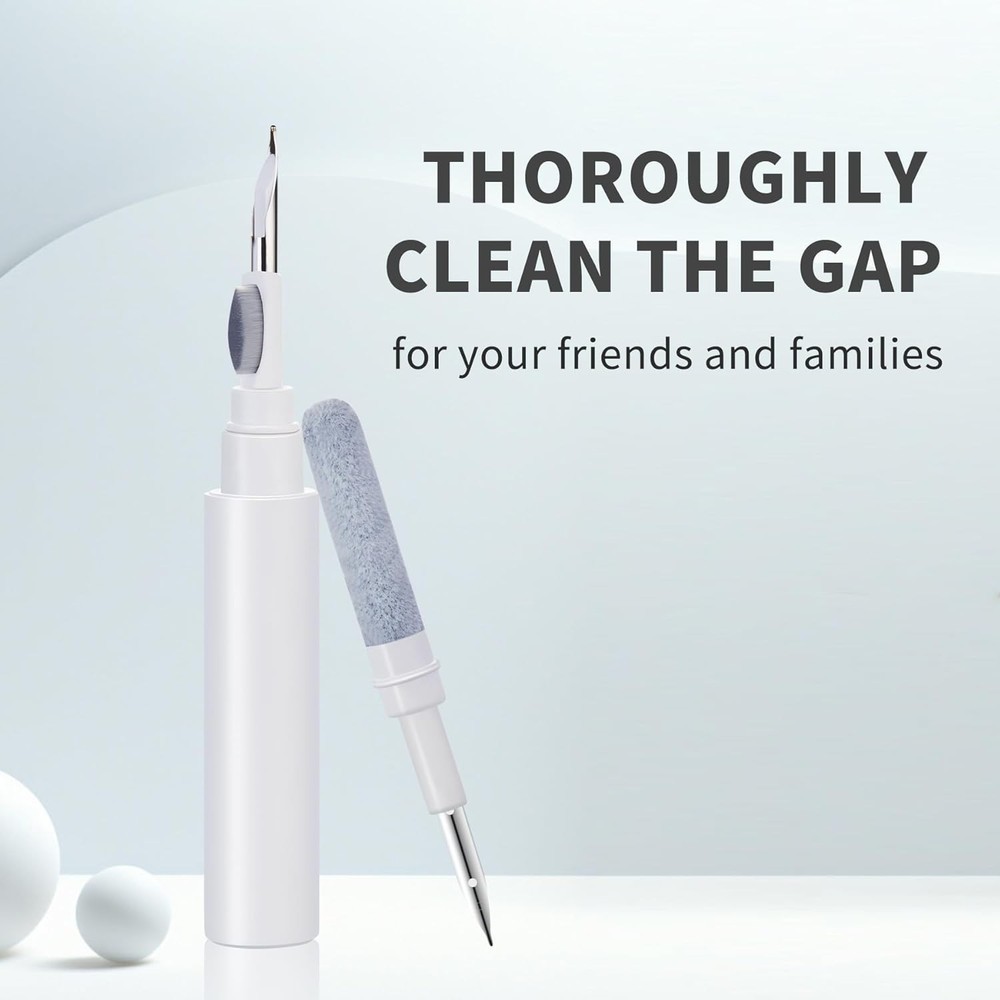 Efficient 360° Earbud Cleaner - Flocked Sponge & Fine Brush Included