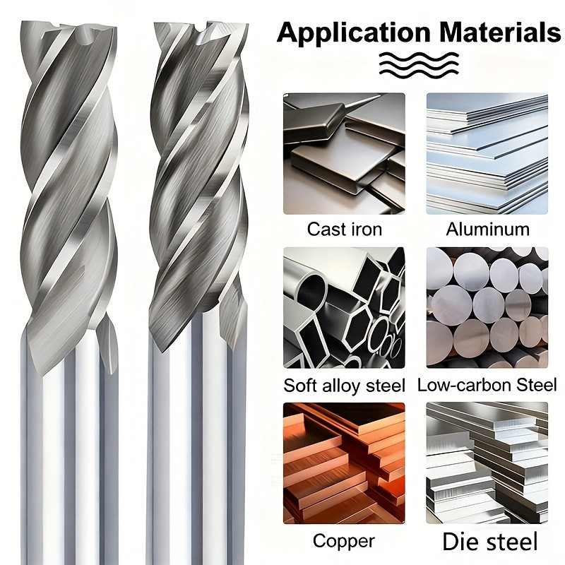 10 Set End Mill 4 Flute Milling Cutter HSS Straight Shank Drill Bit 2-12mm