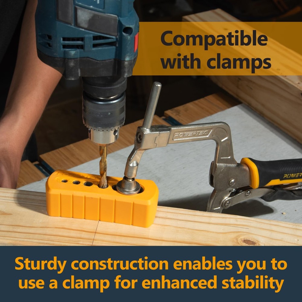 Drill Guide - Multi-Functional Drill Jig Block w/ 6 Common Drill Bit Sizes - ...
