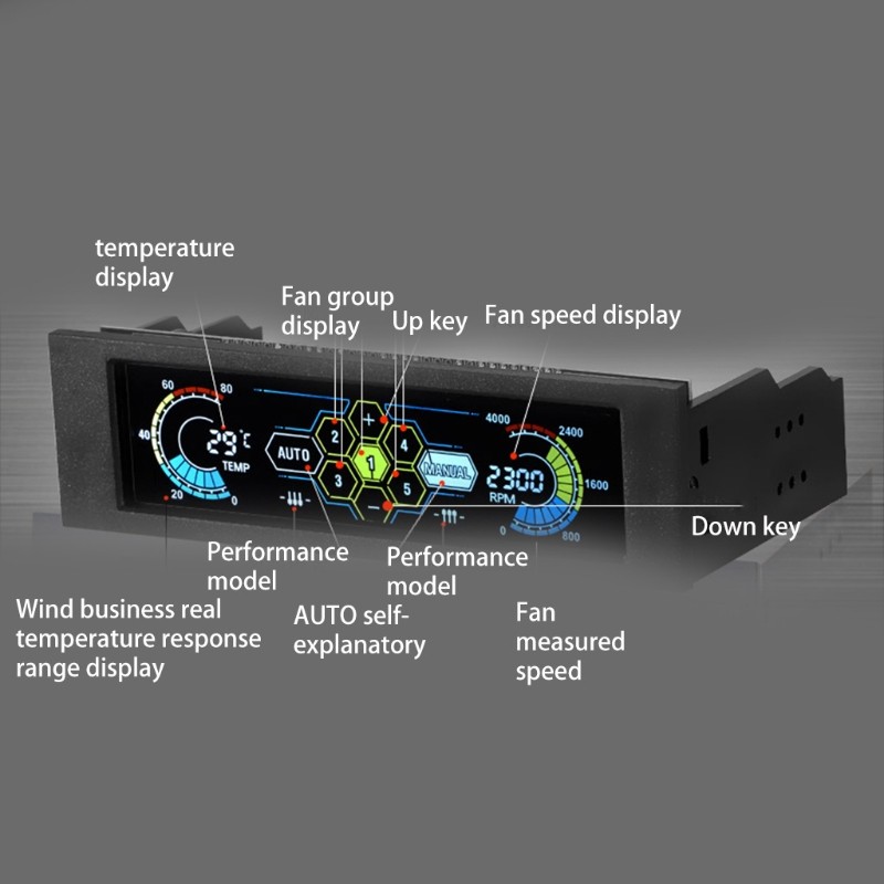 Computer for Case 5 Fans Speed Controller CPU Temperature Sensor PC Cooling Cont