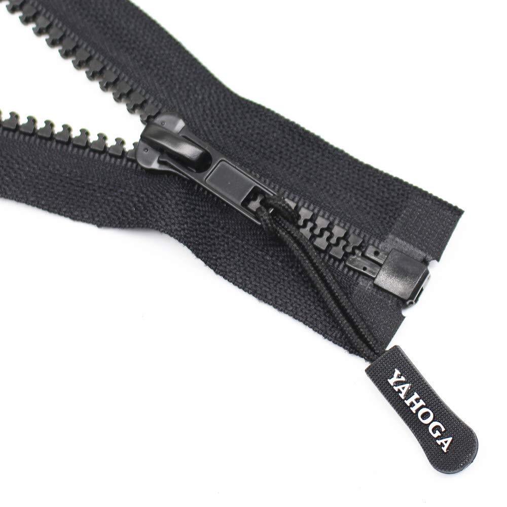 2PCS #5 44 Inch Black Separating Jacket Zippers Molded Plastic Bulk Sewing