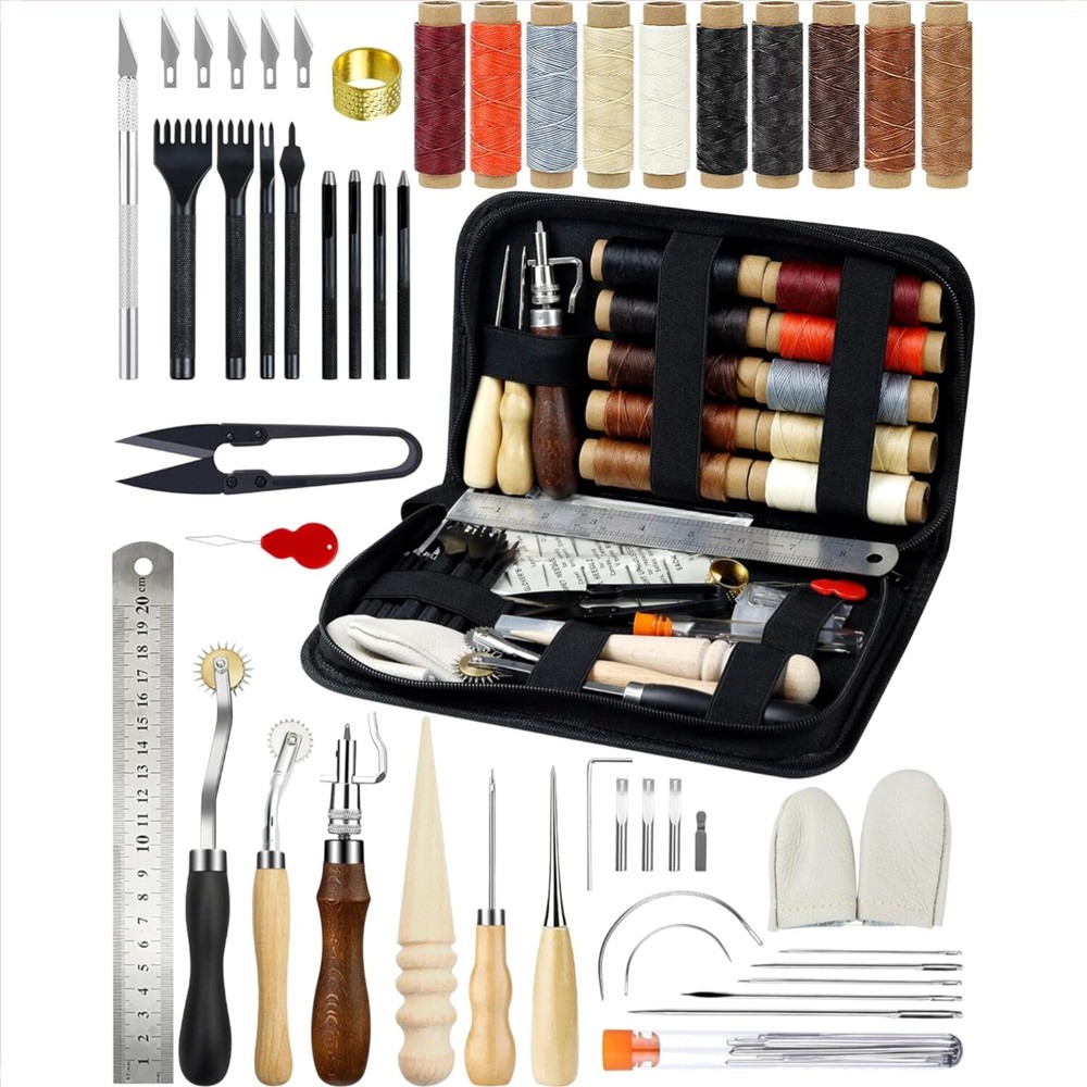 Complete Leather Working Starter Kit with High-Quality Storage Bag Included