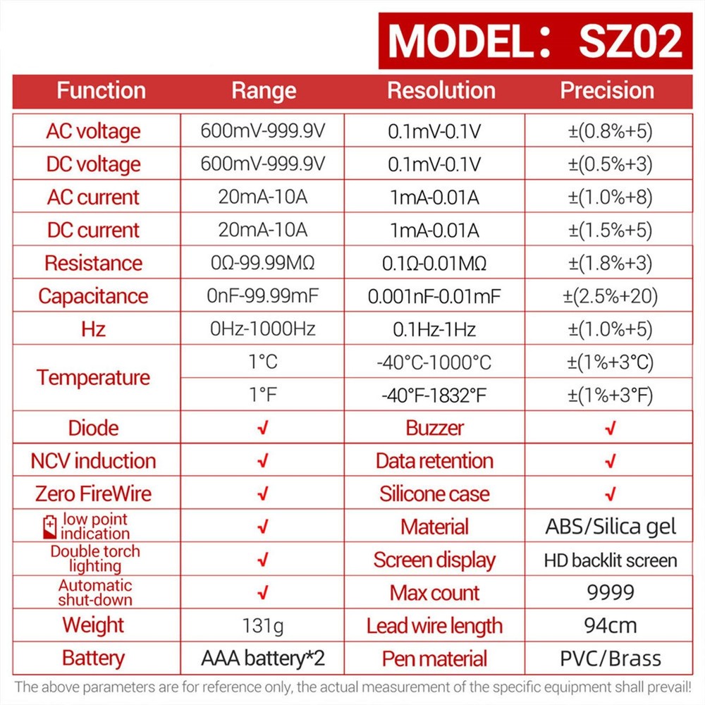 Digital Multimeter Transistor Smart Tester Auto Electrical Capacitance Meter ww
