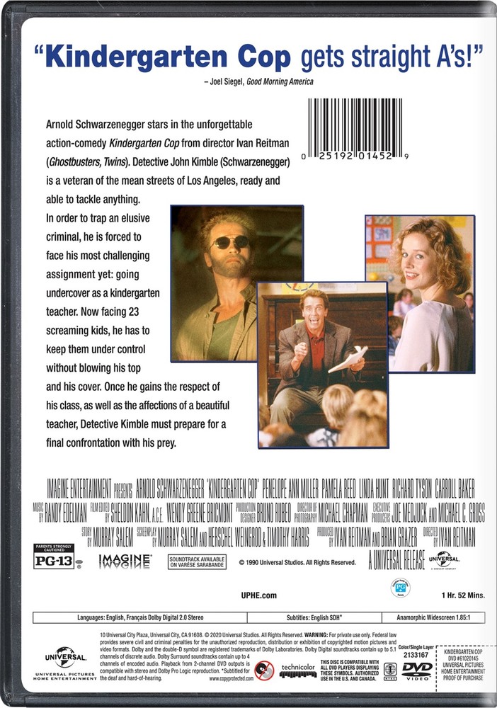 Kindergarten Cop DVD Arnold Schwarzenegger NEW
