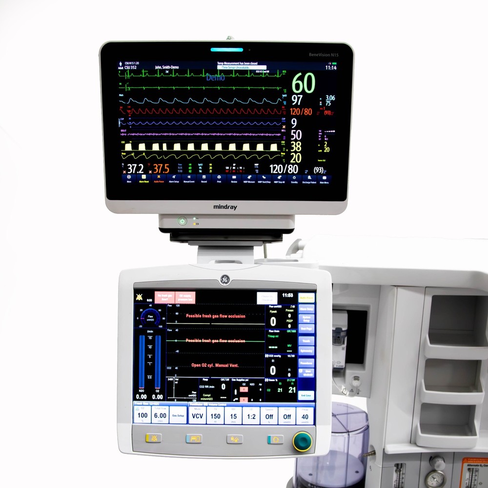 GE Avance CS2 Pro Anesthesia Machine, E-sCAiO Gas Module, Mindray Benevision N15