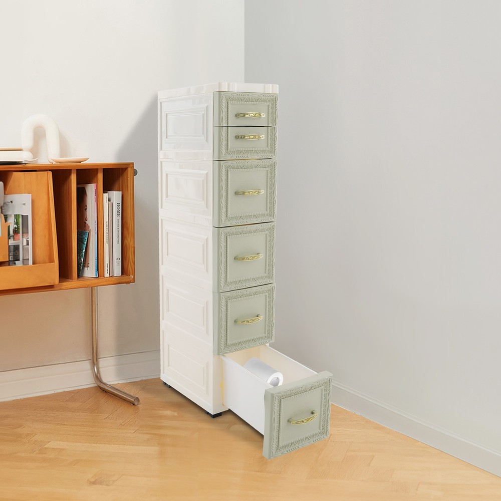 5-layer three-dimensional embossed pattern storage cabinet 18x32x84- green, PP.