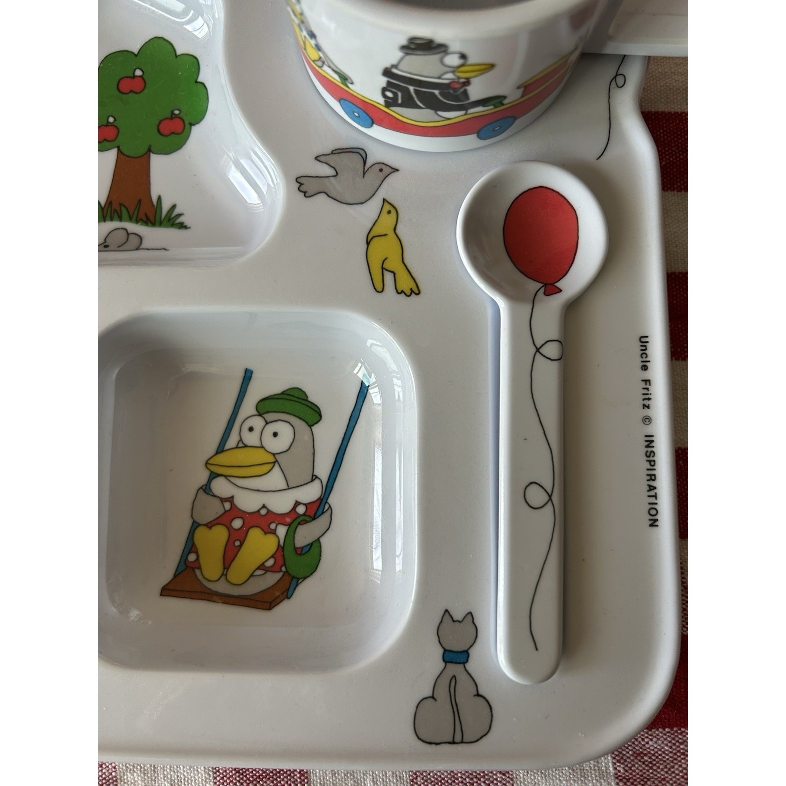Kibouki Kids Melamine Dinnerware Set Uncle Fritz Penguin Divided Tray Mug Spoon