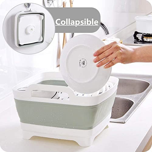 2.4 Gal(9L) Collapsible Dish Basin with Drain Plug,Space Saving Multiuse Gray