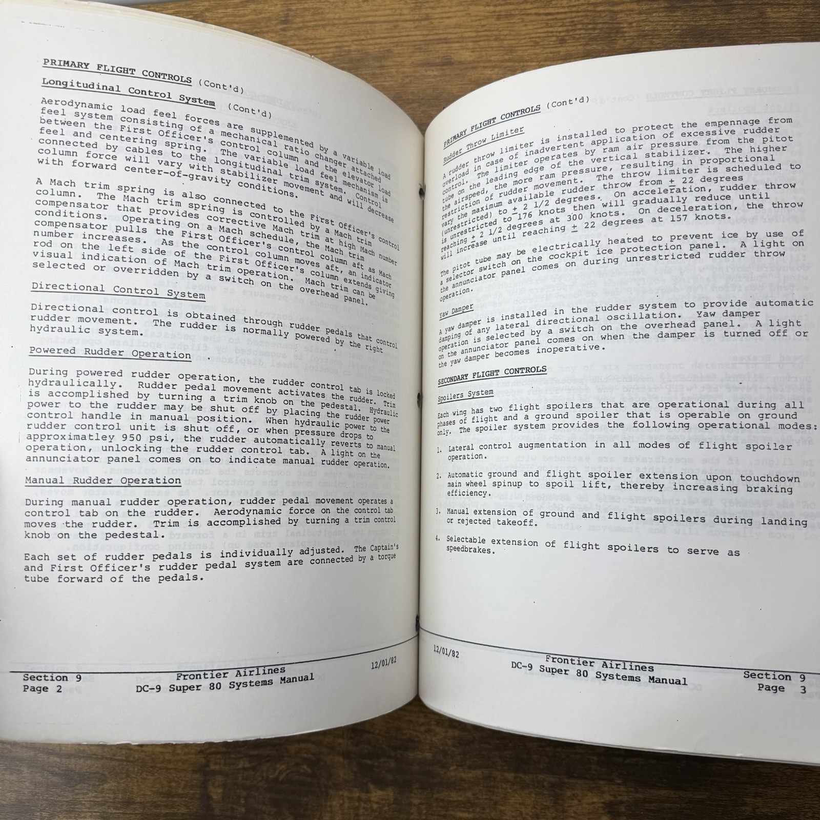 1982 Frontier Airlines DC-9 Super 80 (MD-80) Systems Manual