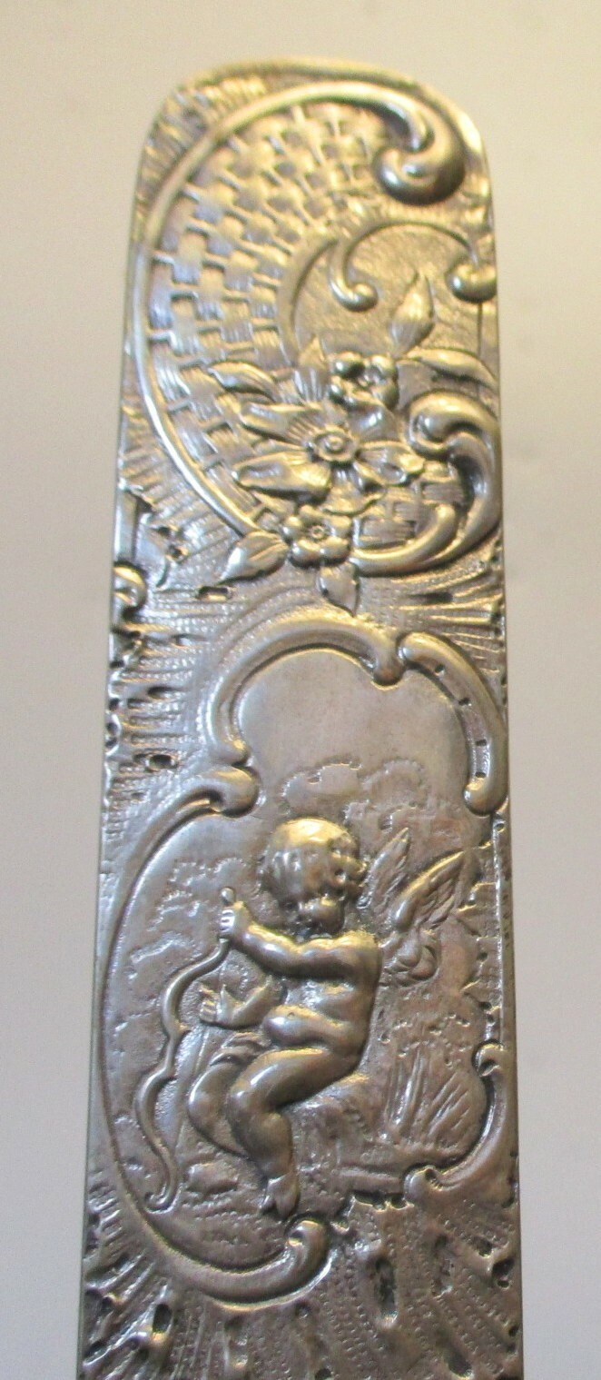 Antique German SILVER 800 Hallmark  PUTTO CUPID Cherub & BOW ROCOCO Brush Vanity