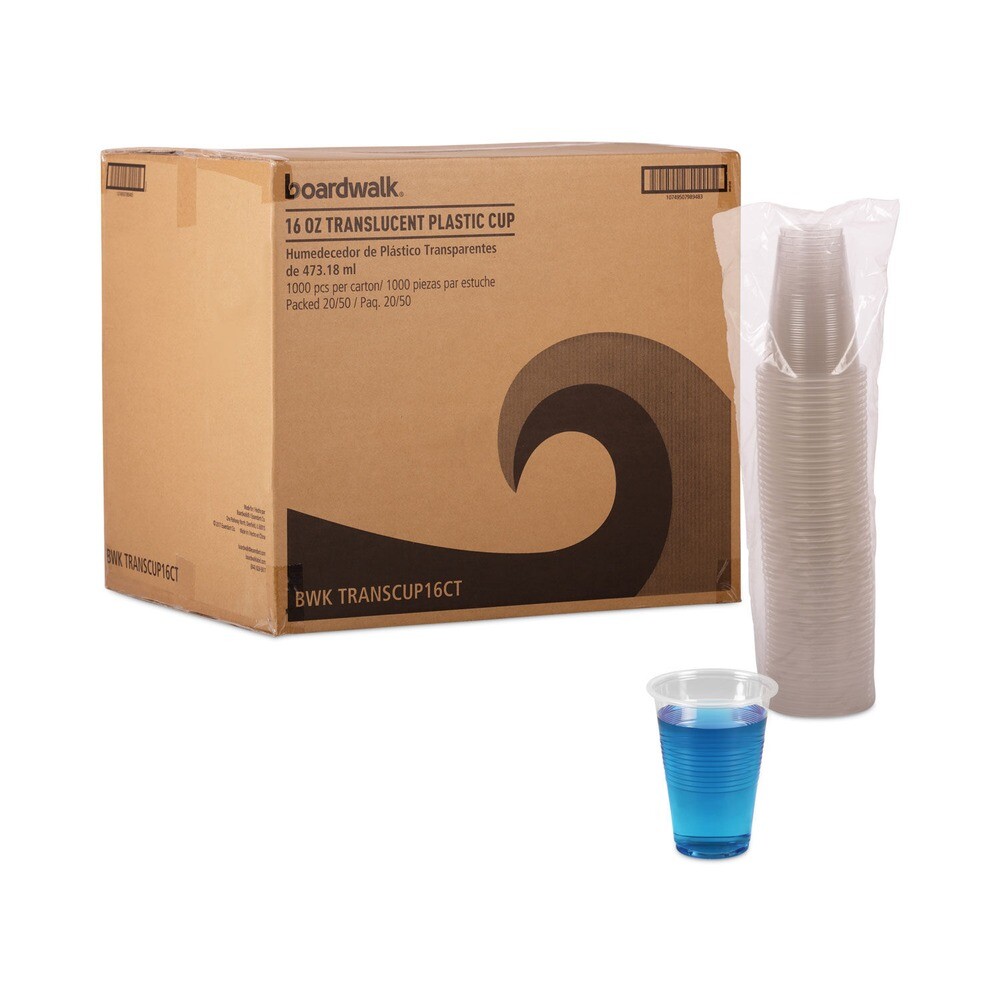 Boardwalk TRANSCUP16CT 16 oz. Plastic Cold Cups - Translucent (1000/CT) New