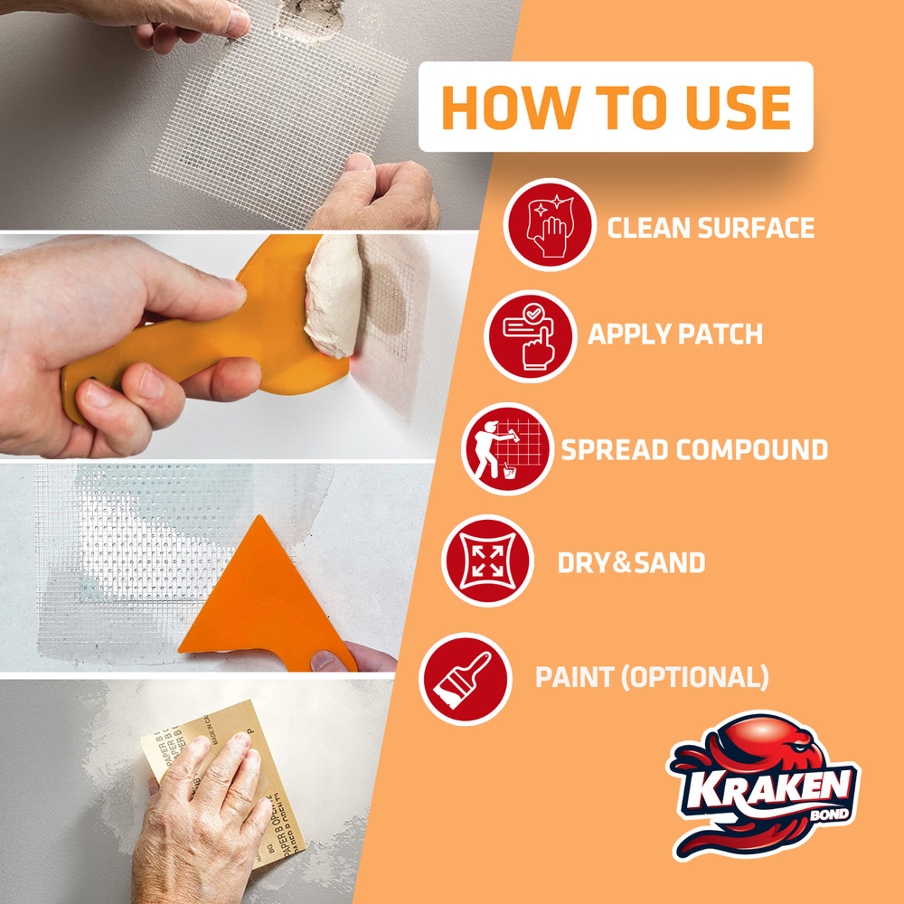 Kraken Bond Wall Repair Patch Kit - 8 fl oz 3 Pack