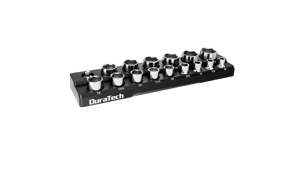 DURATECH Magnetic Socket Organizer, 1/2" SAE Socket Tray Holds 16 P... Fast Ship