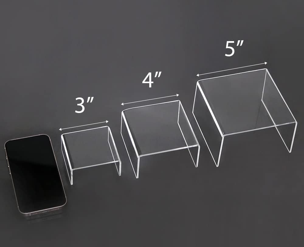Jusalpha 6 -Piece Strong Clear Acrylic Rectangular Riser Large, 2 Sets,