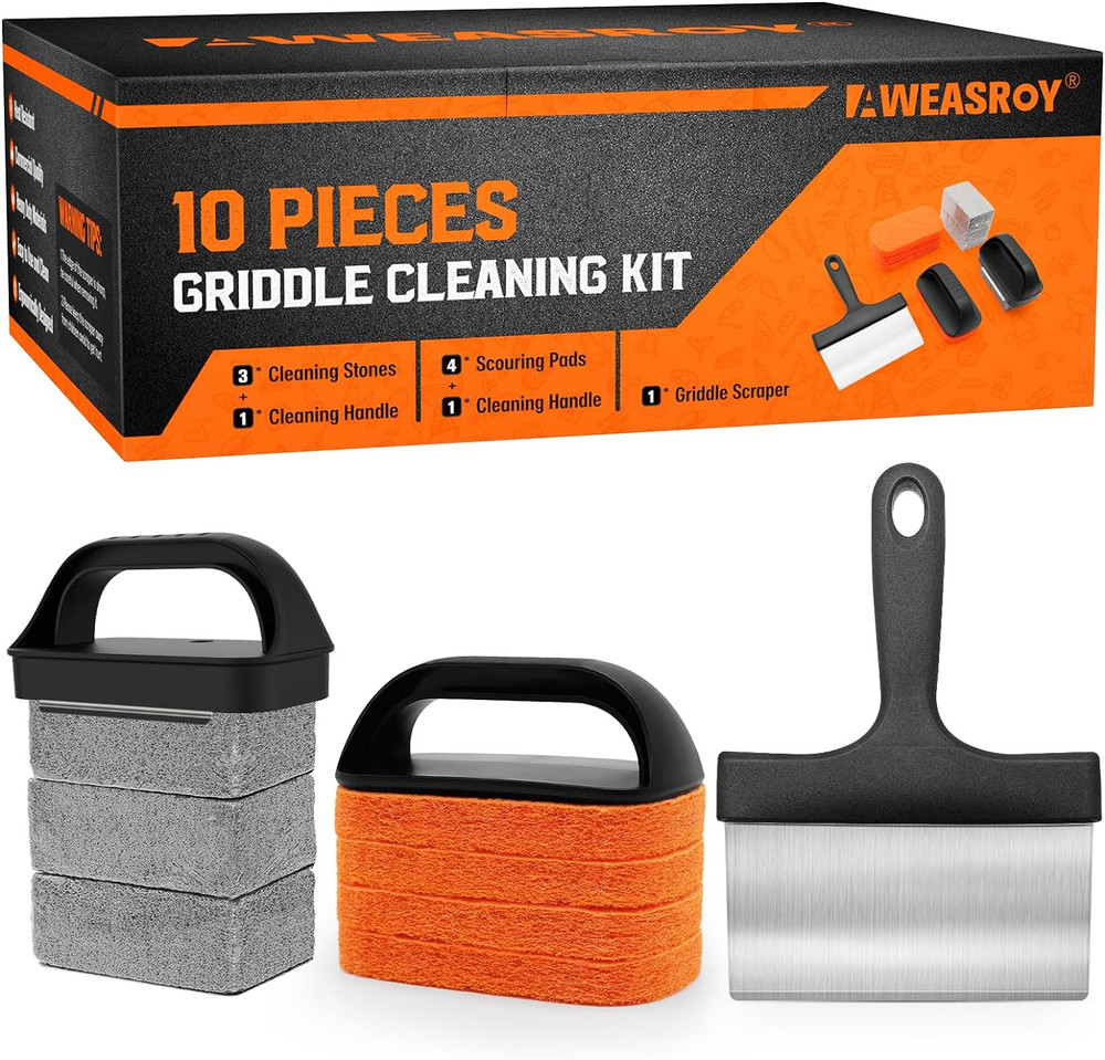 Griddle Cleaning Kit with Grill Stone, Griddle Scraper & Griddle Brush