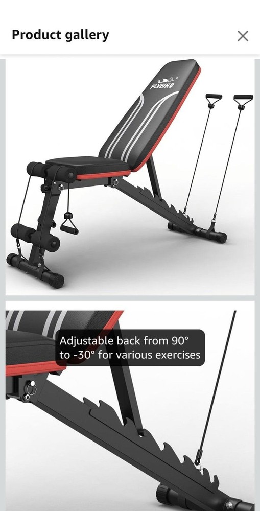 FlyBird Foldable Weight Bench with Resistance Bands, 8 Backrests Fast Adjustable