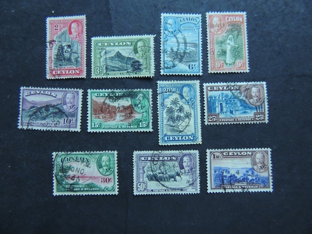 1935-36 Ceylon Set SG368-378 Fine Used