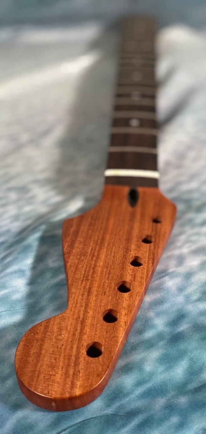Roasted Mahogany Strat Neck Rosewood Slab Stainless Steel Rolled Frets Bone Nut