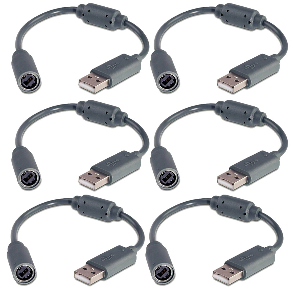 6PCS USB Breakaway Dongle Cable Cord Adapter For Xbox 360 PC Wired Controller