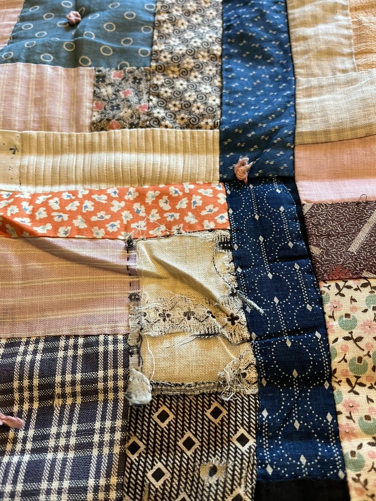 Antique Handmade Quilt Log Cabin