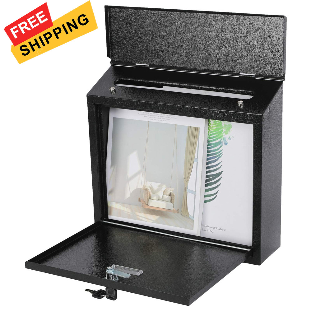 xydled Mail Boxes with Key Lock,Locking Mailbox Wall Mounted,Security Black