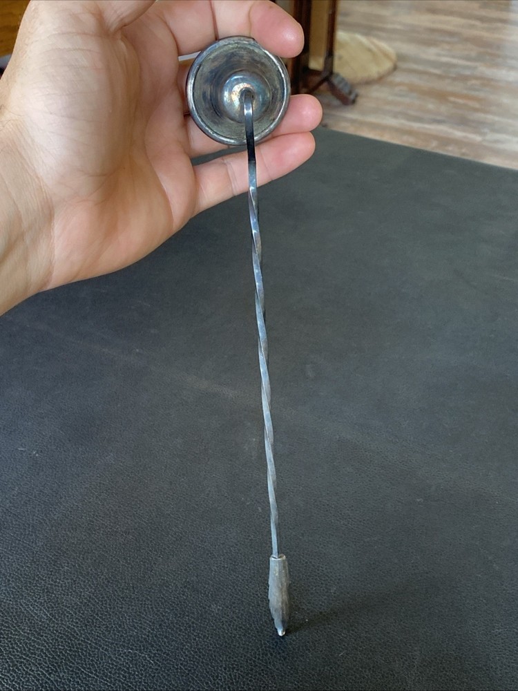 Antique Primrose Plate EP Silver Twisted Handle Vtg Candle Snuffer E.P. Copper