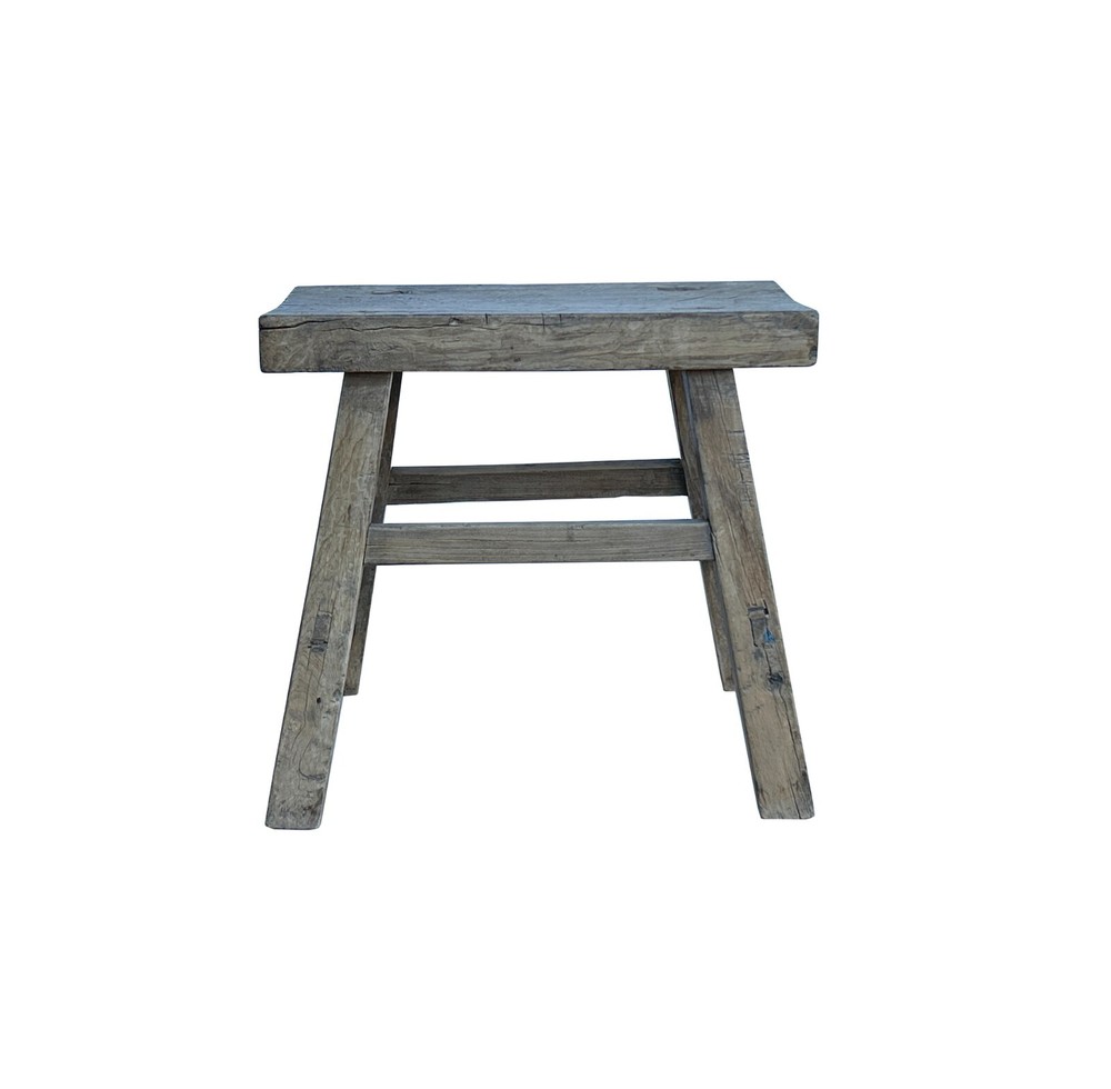 Rustic Raw Rough Wood Grain Rectangle Slim Stool Bench Side Table JK329