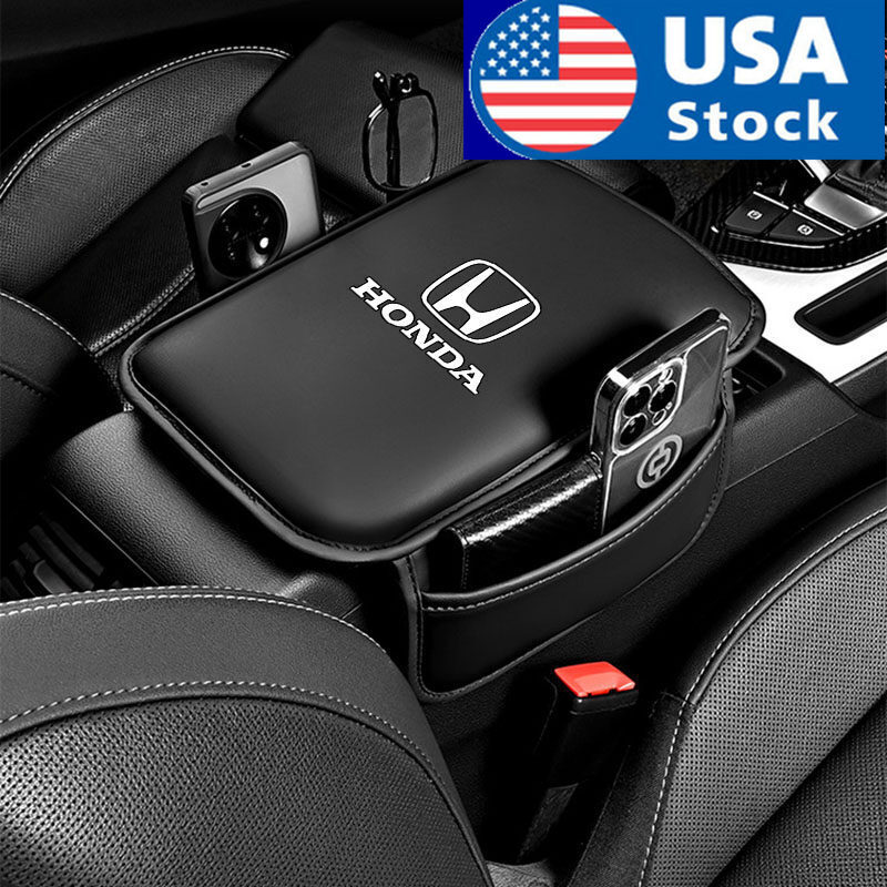 Car Armrest Cushion Cover Center Console Box Pad Mat with Pocket For Honda New
