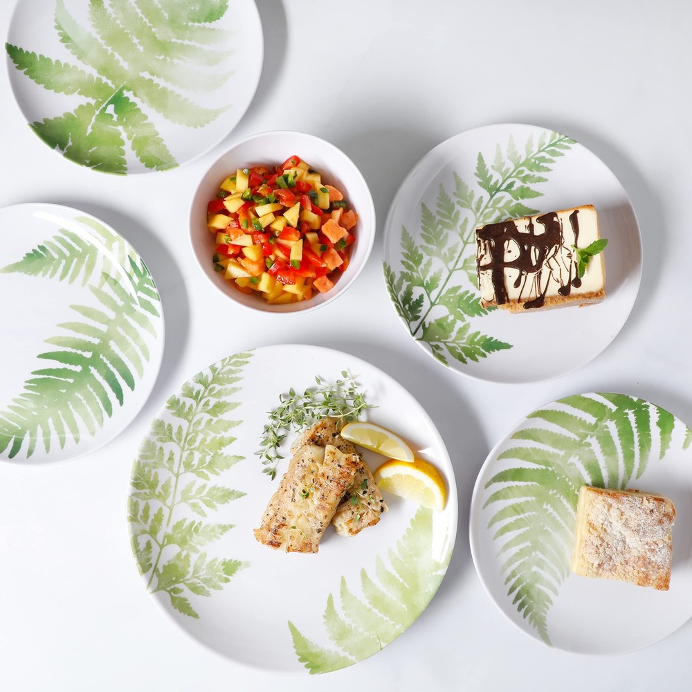 Fernview Melamine Dinnerware Set 12PCS Service for 4