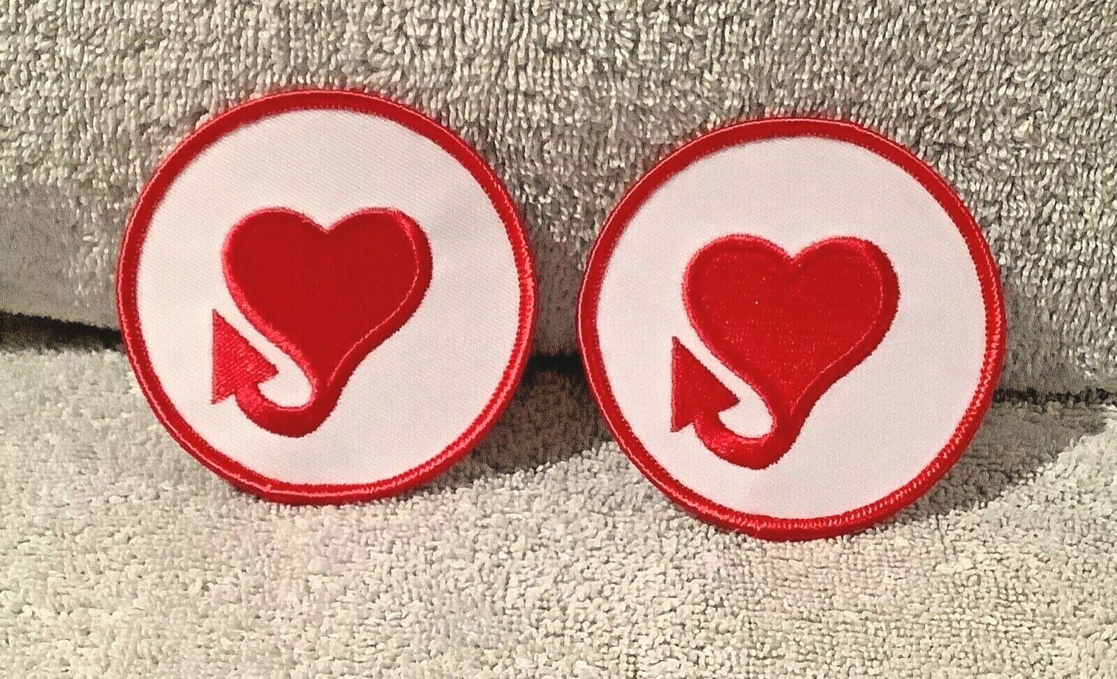 SET OF 2 - DODGE PLYMOUTH ARROW HEART PATCH - ORIGINAL - LARGE 3 INCH PATCHES