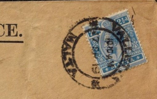Malta 1919 OHMS Cover w/ VERY RARE COUNTERSIGNED AUTHORIZATION Lower Left Front