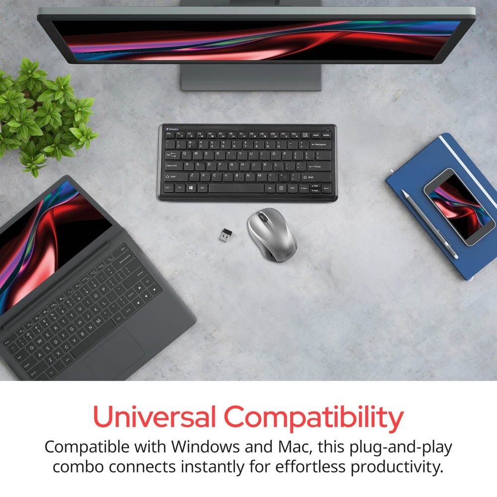 Verbatim Silent Wireless Compact Keyboard and Mouse Combo