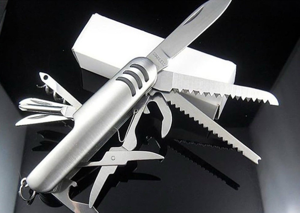 Multi Function Pocket Tools Chest Knife Stainless Steel with 11 features