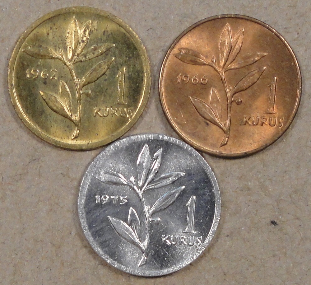 Turkey 1962,66,+75 Kurus 3 Different Types Unc-BU as Pictured