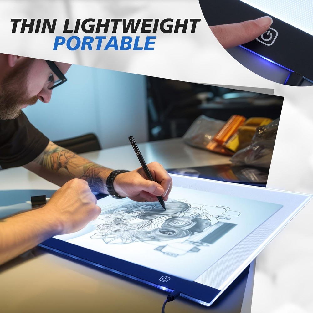 A3 LED Tracing Light Pad with Translucent Self-Healing Cutting Mat – Adjustab...